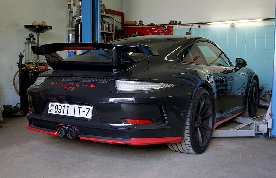 Porsche GT3 991 установка полной титановой выхлопной системы ipe